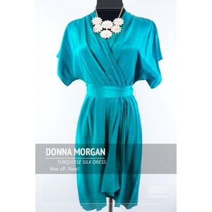 Donna Morgan Silk Turquoise Dress w/ Sash